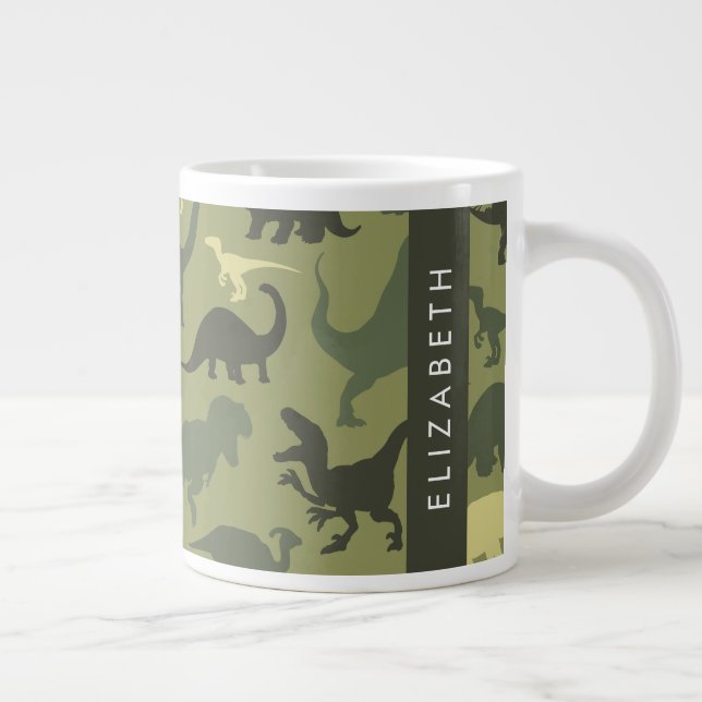 Taza De Café Gigante Patrón de dinosaurios, silueta de dinosaurios, tu  (Derecha)