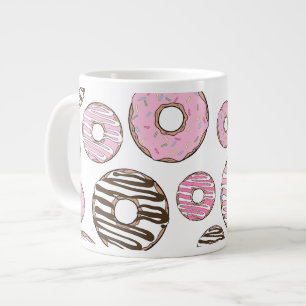 Taza De Café Gigante Patrón De Donuts, Donuts Rosados, Donuts Blancos