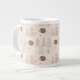 Taza De Café Gigante Patrón de edgehog de Cuadros Woodland