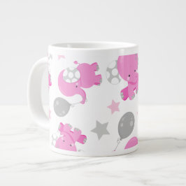 Taza De Café Gigante Patrón De Elefantes Rosa, Elefantes Cutos, Estrell