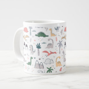 Taza De Café Gigante Patrón de escena de Dinosaurio Divertido Pastel