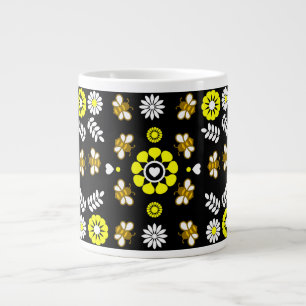 Taza De Café Gigante Patrón de flor de abeja botánica