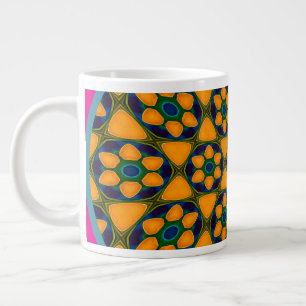 Taza De Café Gigante Patrón de flores abstractas únicas