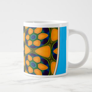 Taza De Café Gigante Patrón de flores abstractas únicas