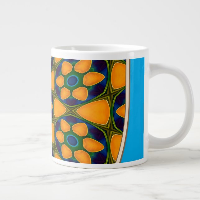 Taza De Café Gigante Patrón de flores abstractas únicas (Derecha)