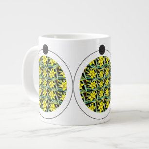 Taza De Café Gigante Patrón de flores amarillas y valiosas