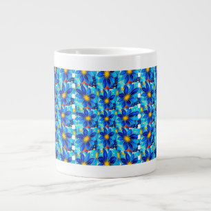 Taza De Café Gigante Patrón de flores azules de bonito