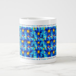 Taza De Café Gigante Patrón de flores azules de bonito