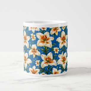 Taza De Café Gigante patrón de flores de lirio