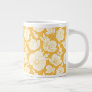 Taza De Café Gigante Patrón de flores doradas