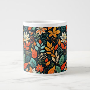Taza De Café Gigante Patrón de flores exóticas florales