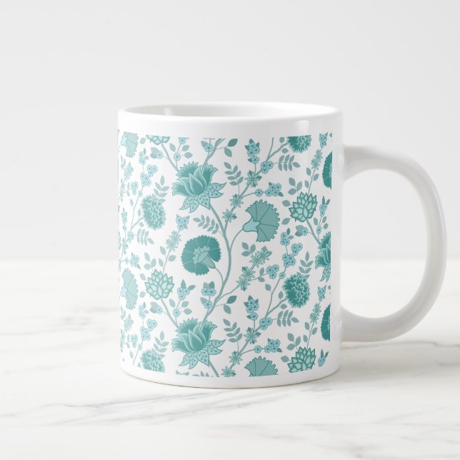 Taza De Café Gigante Patrón de flores jacobeas cuenta sobre blanco (Derecha)