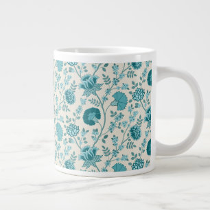 Taza De Café Gigante Patrón de flores jacobeas en crema