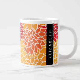 Taza De Café Gigante Patrón De Flores, Naranja Dahlia, Su Nombre