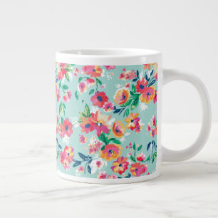 Taza De Café Gigante Patrón de flores pintadas
