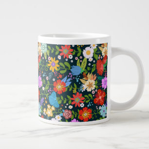 Taza De Café Gigante Patrón de flores sin soldadura Ditsy-13554