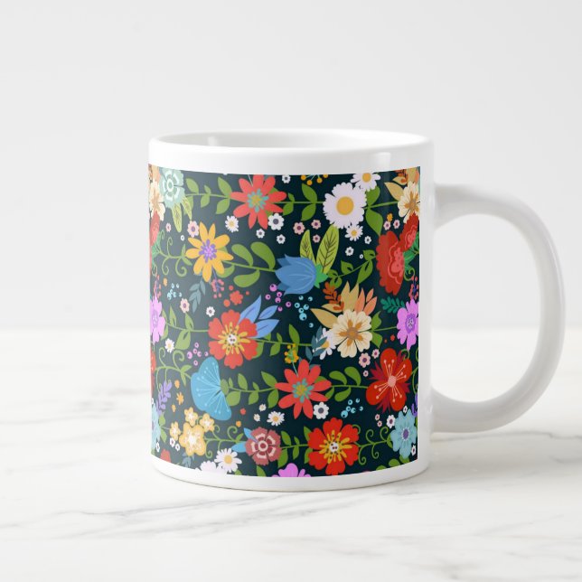 Taza De Café Gigante Patrón de flores sin soldadura Ditsy-13554 (Derecha)
