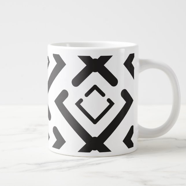 Taza De Café Gigante Patrón de forma de diamante concéntrico geométrico (Derecha)