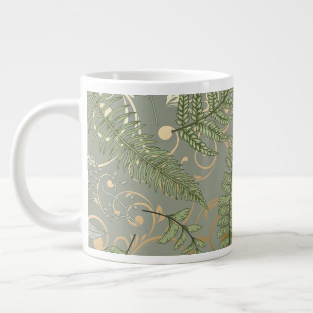 Taza De Café Gigante Patrón de forn verde y dorado (Izquierda)