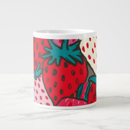 Taza De Café Gigante Patrón de Fresa