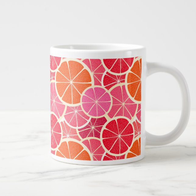 Taza De Café Gigante Patrón de frutas de cítricos de naranja y pomelo (Derecha)