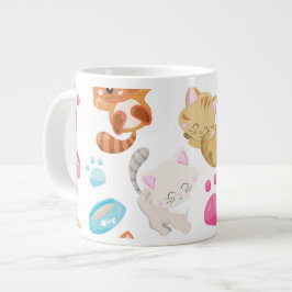 Taza De Café Gigante Patrón de gatos, gatos, gatitos, gatitos, patas