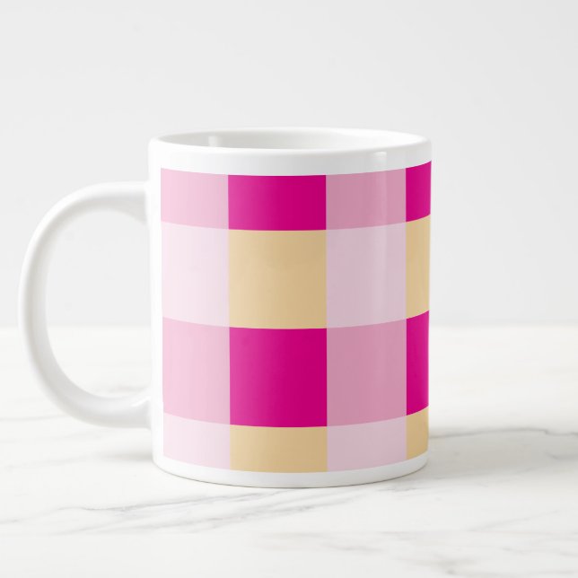 Taza De Café Gigante Patrón de Gingham (Izquierda)
