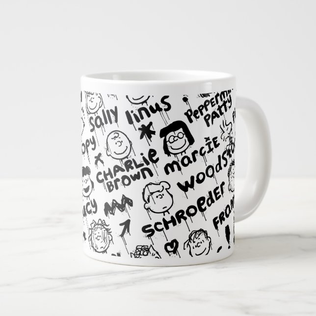 Taza De Café Gigante Patrón de graffiti de caracteres de cacahuete (Derecha)