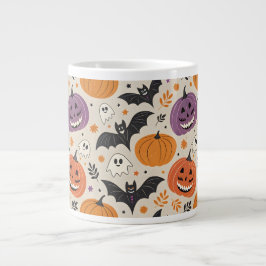 Taza De Café Gigante Patrón de Halloween y otoño