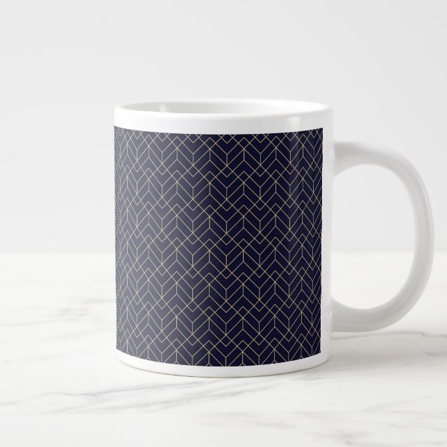 Taza De Café Gigante Patrón de hexágono azul (Derecha)