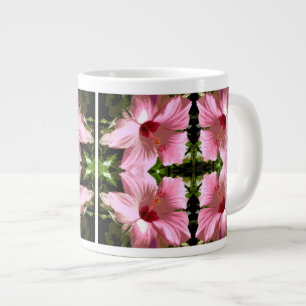 Taza De Café Gigante Patrón de Hibisco Rosa