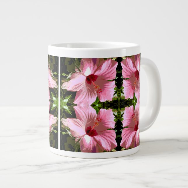 Taza De Café Gigante Patrón de Hibisco Rosa (Derecha)