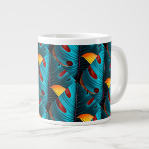 Taza De Café Gigante Patrón de hoja de palma verde