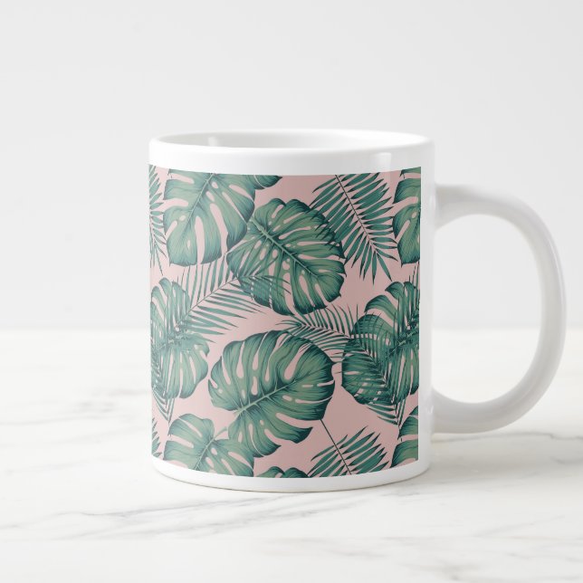 Taza De Café Gigante Patrón de hoja tropical (Derecha)
