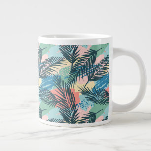 Taza De Café Gigante Patrón de hoja tropical pastoral