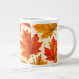 Taza De Café Gigante Patrón de hojas de arce de otoño | Hoja roja naran