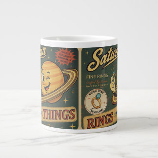 Taza De Café Gigante Patrón de humor espacial vintage de anillos finos