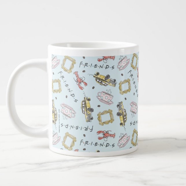 Taza De Café Gigante Patrón de iconos de acuarela de FRIENDS™ (Izquierda)