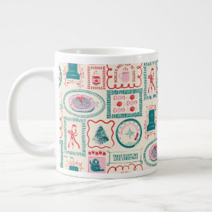 Taza De Café Gigante Patrón de iconos de vacaciones de Elf