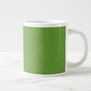 Taza De Café Gigante Patrón de iconos verdes afortunados