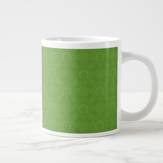 Taza De Café Gigante Patrón de iconos verdes afortunados (Derecha)