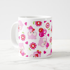 Taza De Café Gigante Patrón De Lechuzas, Lechuzas Cutas, Lechuzas Rosad