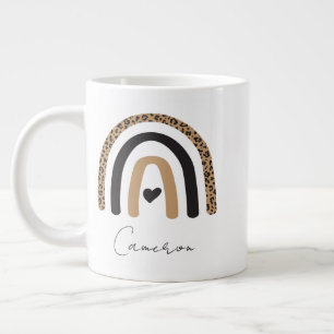 Taza De Café Gigante Patrón de leopardo arco iris