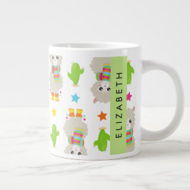 Taza De Café Gigante Patrón De Llamas, Alpacas, Cactus, Tu Nombre