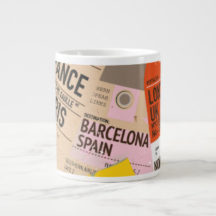 Taza De Café Gigante Patrón de lugares de viaje