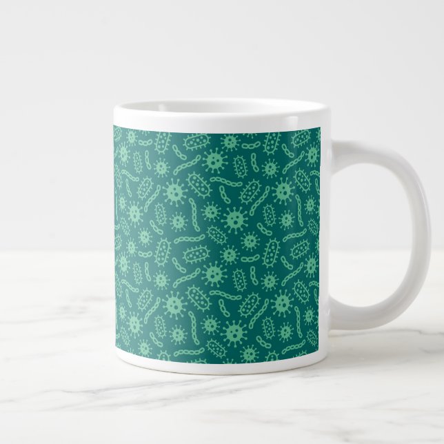 Taza De Café Gigante Patrón de microbios verdes (Derecha)