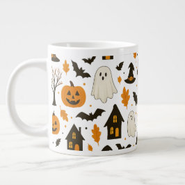 Taza De Café Gigante Patrón de miedo de Halloween - Festividad y miedo