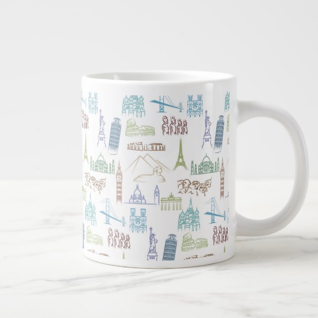 Taza De Café Gigante Patrón de monumentos famosos (Derecha)