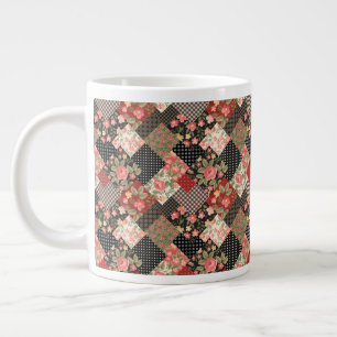 Taza De Café Gigante Patrón de mosaico Flores Polka Dot Plano Geométric