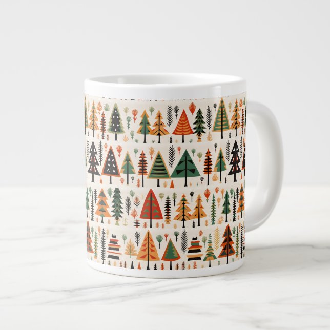 Taza De Café Gigante Patrón de Navidades de arte folclórico escandinavo (Derecha)